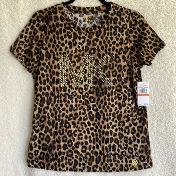 NWT Michaell Kors T-Shirt. Dark Camel Leopard - Picture 5 of 8